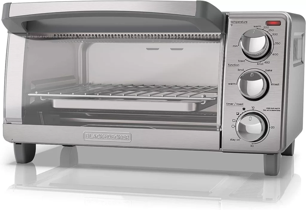 BLACK+DECKER 4-Slice Toaster Oven with Natural Convection, Bake, Broil, Toast, Keep Warm