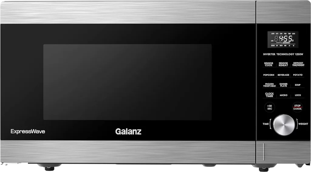 Galanz Microwave Oven ExpressWave with Patented Inverter Technology, Sensor Cook  Sensor Reheat, 10 Variable Power Levels, Express Cooking Knob, 1250W 2.2 Cu Ft Stainless Steel GEWWD22S1SV125