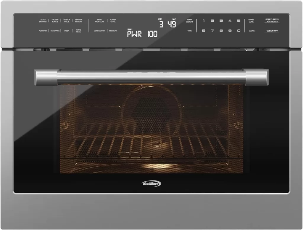 KoolMore KM-CWO24-SS 24 Inch Built-in Convection Oven and Microwave Combination with Broil, Soft Close Door, 1000 Watt Power, Stainless Steel Finish, Touch Control LCD Display, 1.6 Cu. Ft, Silver