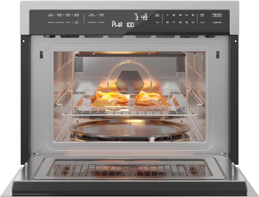 KoolMore KM-CWO24-SS 24 Inch Built-in Convection Oven and Microwave Combination with Broil, Soft Close Door, 1000 Watt Power, Stainless Steel Finish, Touch Control LCD Display, 1.6 Cu. Ft, Silver