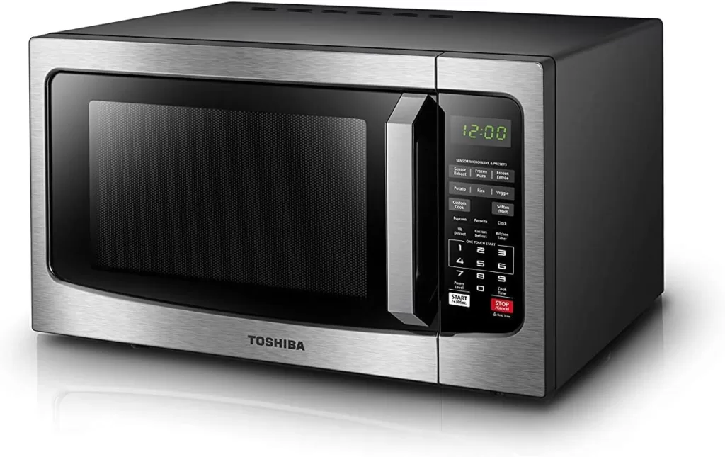 Midea WHD-113FSS1 Compact Refrigerator, 3.1 cu ft, Stainless Steel  TOSHIBA EM131A5C-SS Countertop Microwave Oven, 1.2 Cu Ft with 12.4 Turntable, Smart Humidity Sensor with 12 Auto Menus