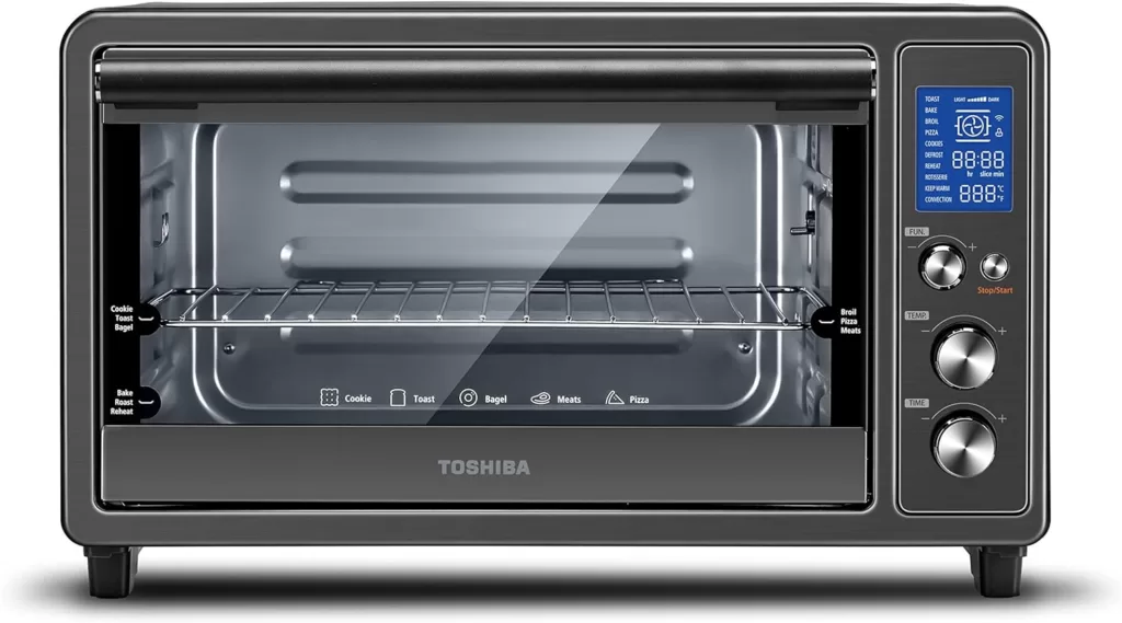 Toshiba ML2-EM12EA(BS) Microwave Oven, Black Stainless Steel, 1.2 Cu Ft  Digital Toaster Oven with Double Infrared Heating and Speedy Convection, Larger 6-slice/12-inch Capacity, 1700W