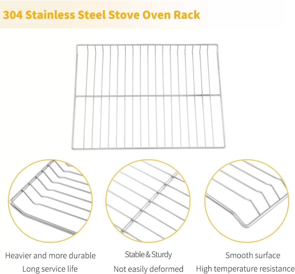 Allstare 2Pcs WB48T10095 Oven Rack Replacement Parts for GE Stove Oven Parts WB48K5019 Oven Shelf for GE Range Oven Parts 23 3/4 x 17 3/8 GE Hotpoint Oven Wire Rack 304 Stainless Steel Rack-Flat