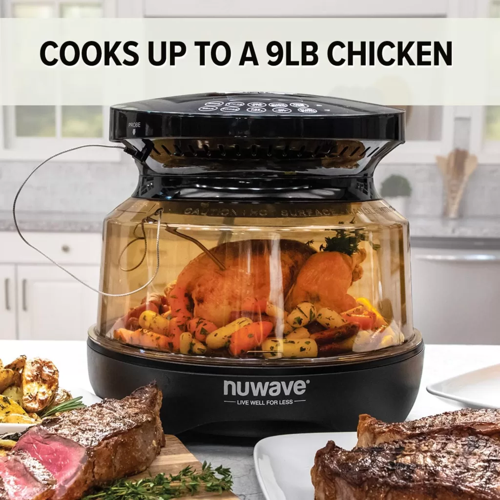 Nuwave Primo Grill Oven, New  Improved 2023, Countertop Toaster Oven Convection Top  Grill Bottom for Surround Cooking, Cook Frozen or Fresh, Smart Thermometer