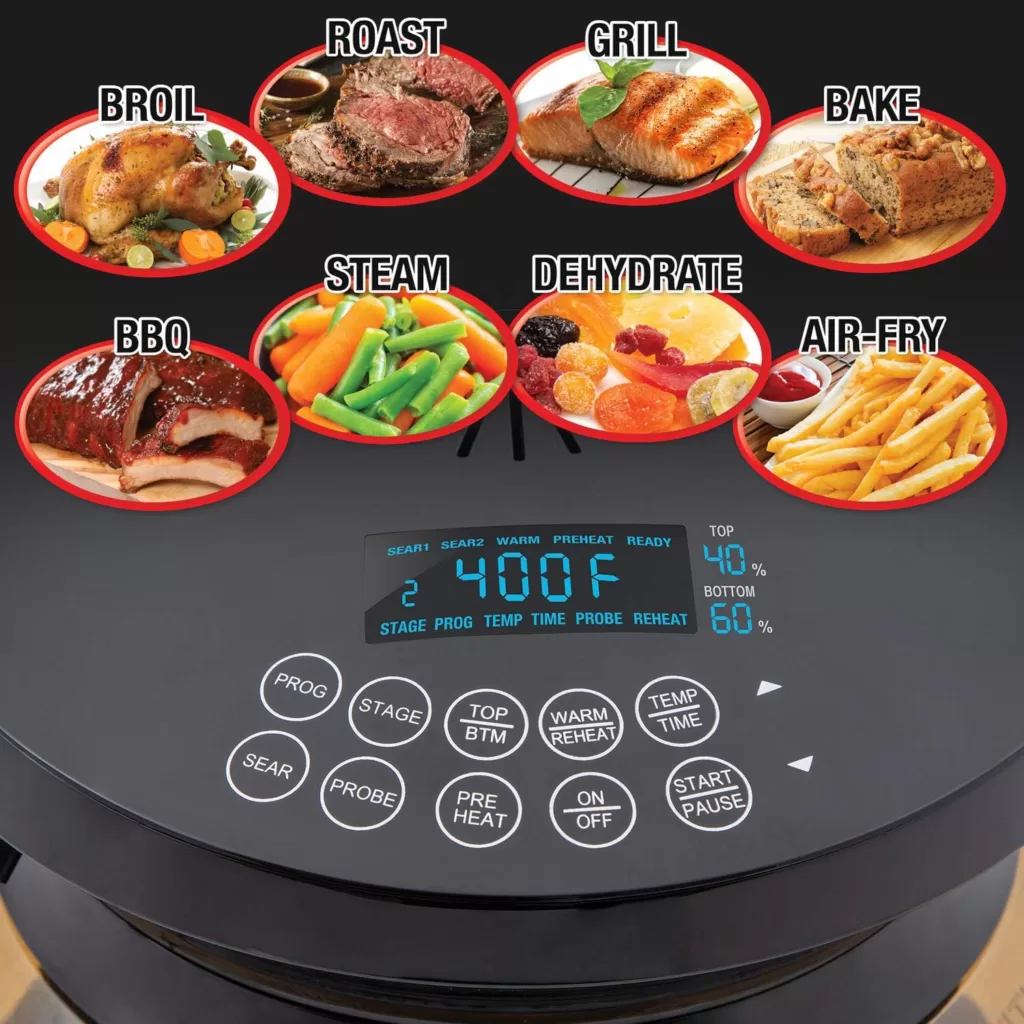 Nuwave Primo Grill Oven, New  Improved 2023, Countertop Toaster Oven Convection Top  Grill Bottom for Surround Cooking, Cook Frozen or Fresh, Smart Thermometer