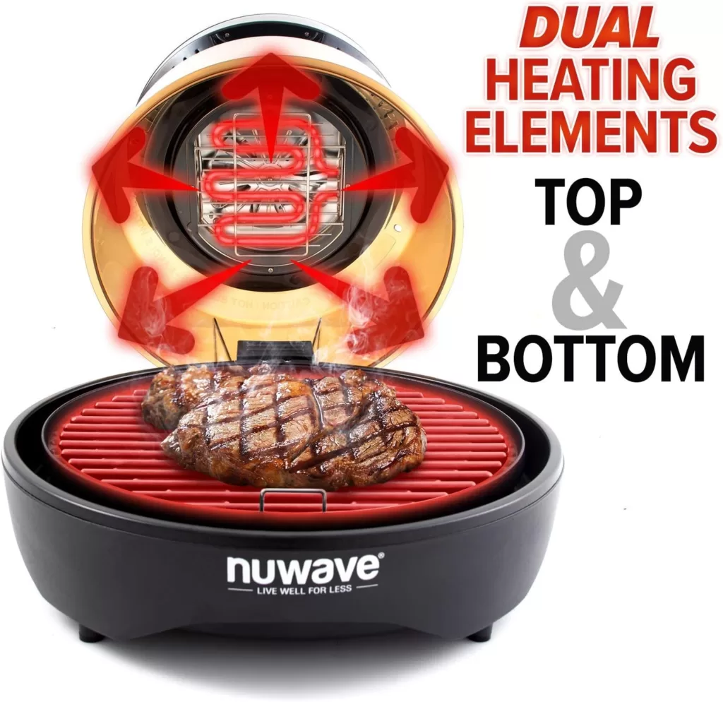 Nuwave Primo Grill Oven, New  Improved 2023, Countertop Toaster Oven Convection Top  Grill Bottom for Surround Cooking, Cook Frozen or Fresh, Smart Thermometer