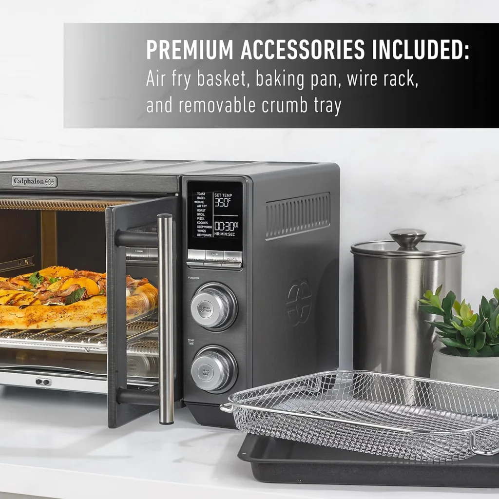 Calphalon Air Fryer Oven, 11-in-1 Toaster Oven Air Fryer Combo, 26.4 QT/25 L, Fits 12 Pizza, Stainless Steel