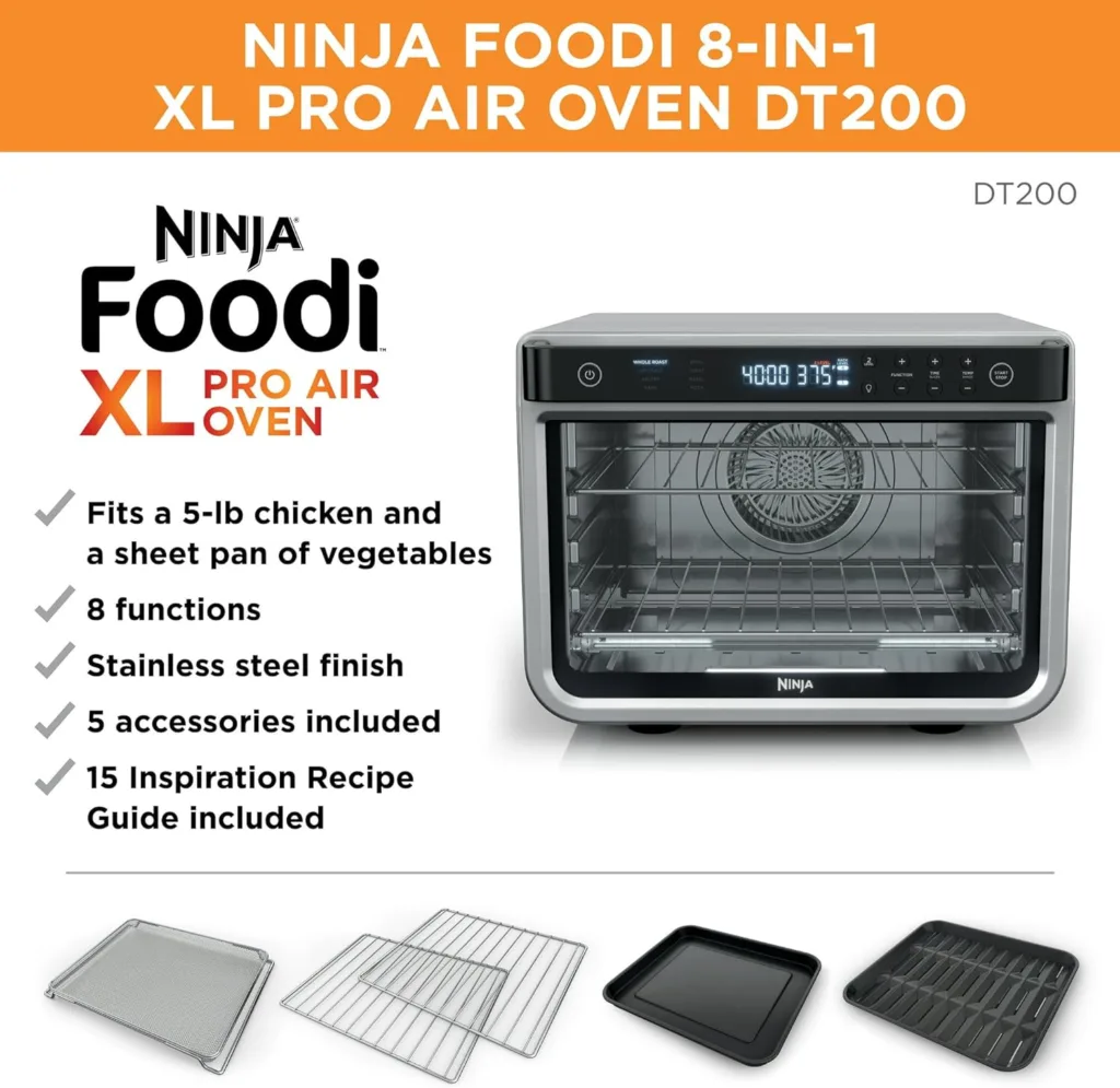 Ninja-DT200-Foodi-8-in-1-XL Pro Air Fry Oven Large Countertop Convection Oven (Renewed)