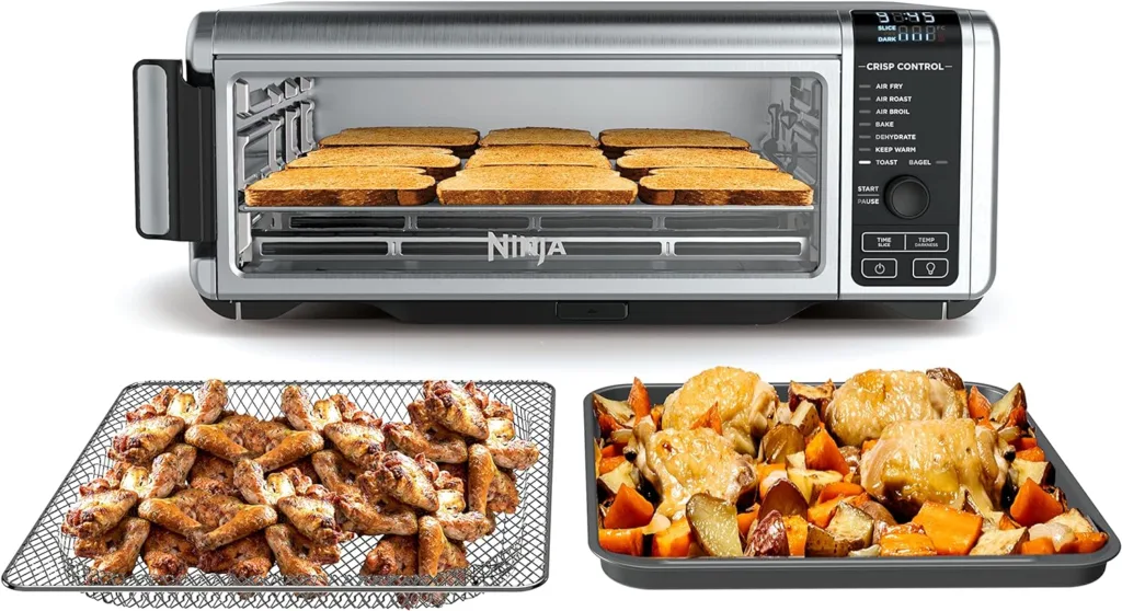 Ninja SP101 Digital Air Fry Countertop Oven with 8-in-1 Functionality, Flip Up  Away Capability for Storage Space, with Air Fry Basket, Wire Rack  Crumb Tray, Silver