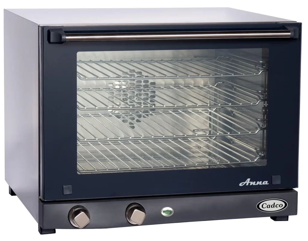 Cadco OV-023 Compact Half Size Convection Oven with Manual Controls, 208-240-Volt/2700-Watt, Stainless/Black, Small