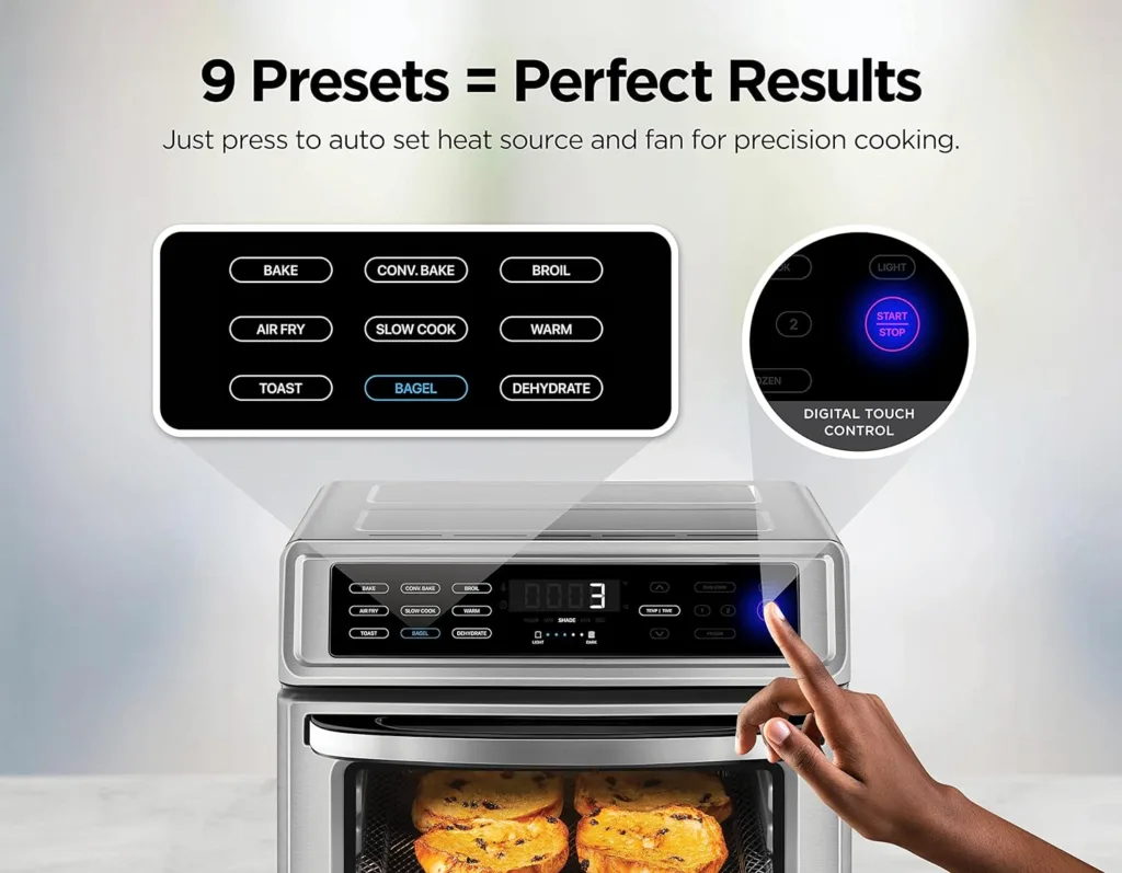 Chefman Air Fryer Toaster Oven Combo with Probe Thermometer, 12-In-1 Stainless Steel Convection Countertop, 10 Inch Pizza, 4 Slices of Toast, Cooking, Baking, Toasting, Roaster Oven Airfryer 20QT