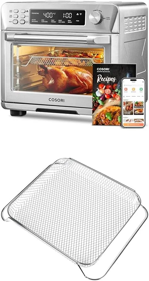 COSORI Air Fryer Toaster Oven, 12-in-1 Convection Ovens and Basket Accessories CTO-AB201-SUS