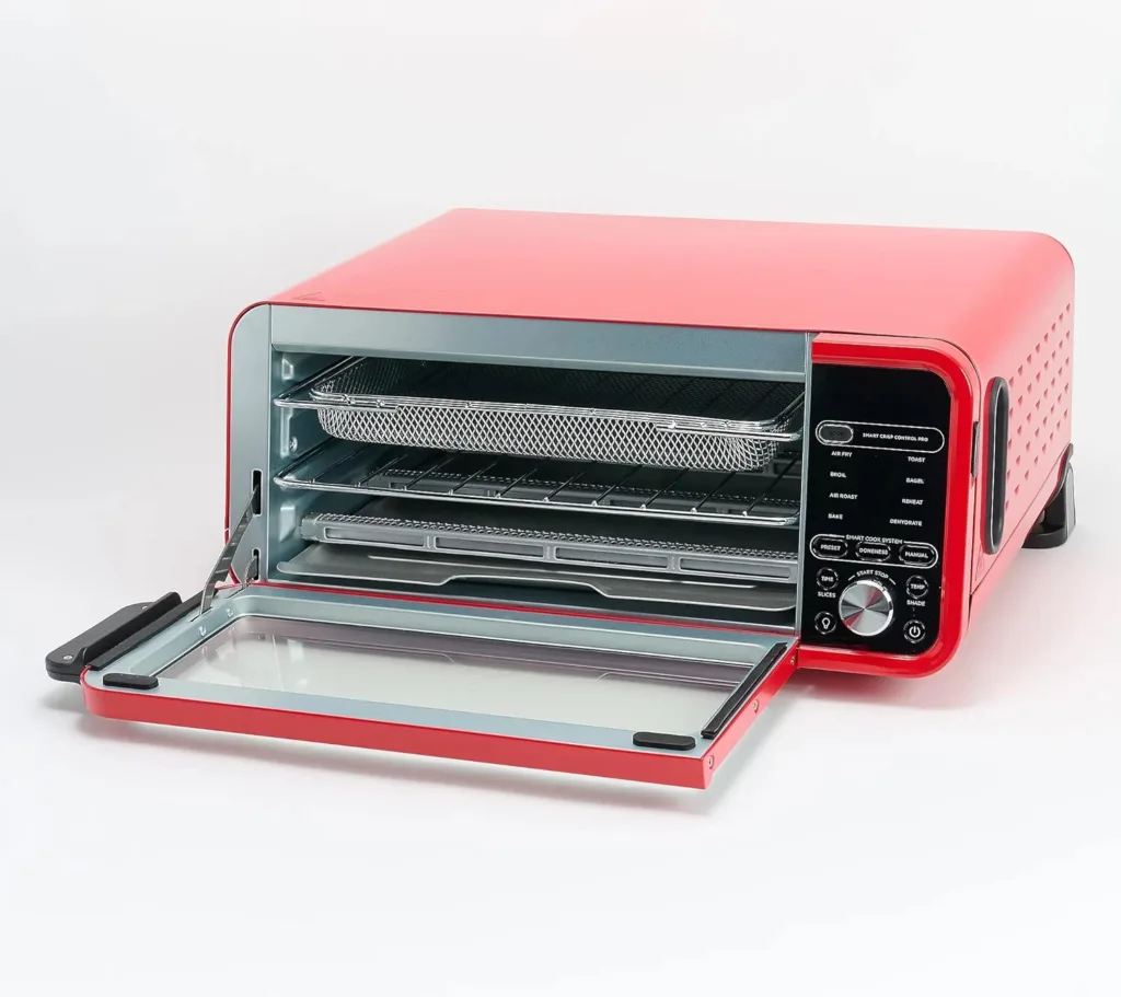 Ninja SP251Q Digital Air Fry Pro Countertop 10-in-1 Smart Oven w/Temperature Probe, Extended Height, XL Capacity, Flip Up Storage, w/Air Fry Basket, Wire Rack  Crumb Tray (Renewed) (Red)