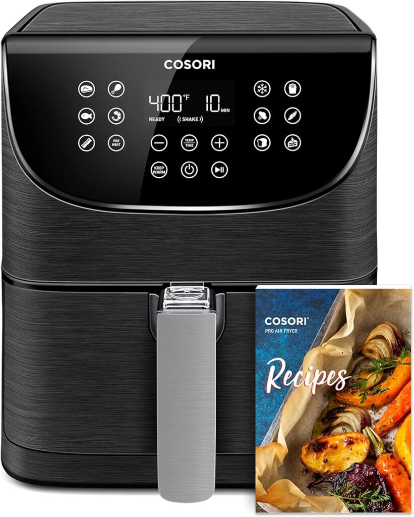 COSORI Pro Gen 2 Air Fryer 5.8QT, Upgraded Version with Stable Performance  Sleek New Look, 13 One Touch Functions, 100 Paper  1100 Online Recipes, Dishwasher-Safe Detachable Square Basket, Black