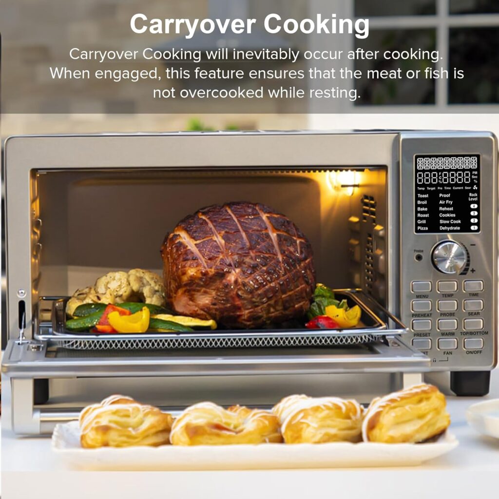 Nuwave Bravo XL Pro Smart Oven with Grill, Quicker  Crispier Results, Improved 100% Super Convection, Multi-Layer Even Cooking, 112 Foolproof Presets, 50-500F, Smart Probe, Stainless Steel, 30QT
